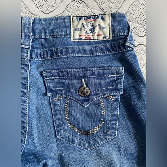 True‎ Religion Jean Legging Flap Pockets Size 28 - Picture 6 of 9